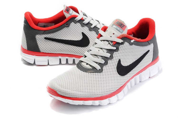 Nike Free 3.0 v2 Mens Shoes light grey red - Click Image to Close